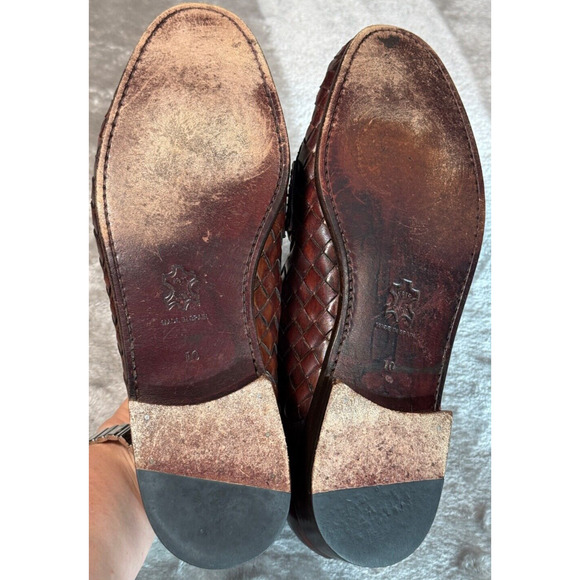 Maus & Hoffman Dark Brown Woven Leather Slip On Loafers Mens Size 10 - Picture 6 of 8
